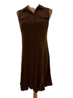 Calvin Klein Sleeveless Utility Shirt Dress Army Green